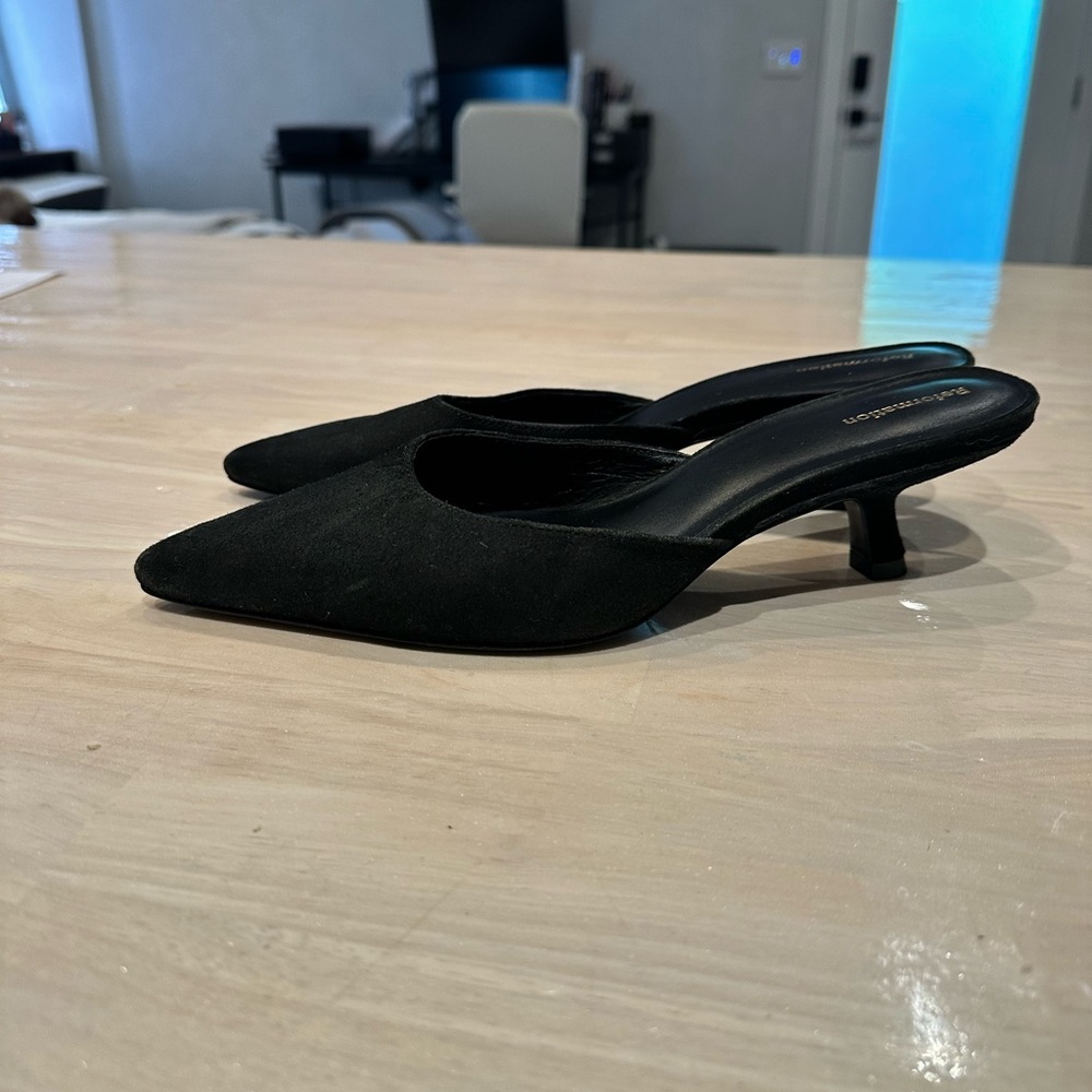 Reformation Black Suede Pointed Toe Mule